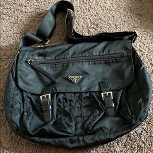 Black nylon Prada messenger bag